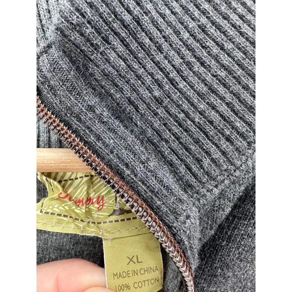 Tommy Bahama Gray Pullover Quarter Zip‎ Sweater Men Size XL Collar Cotton